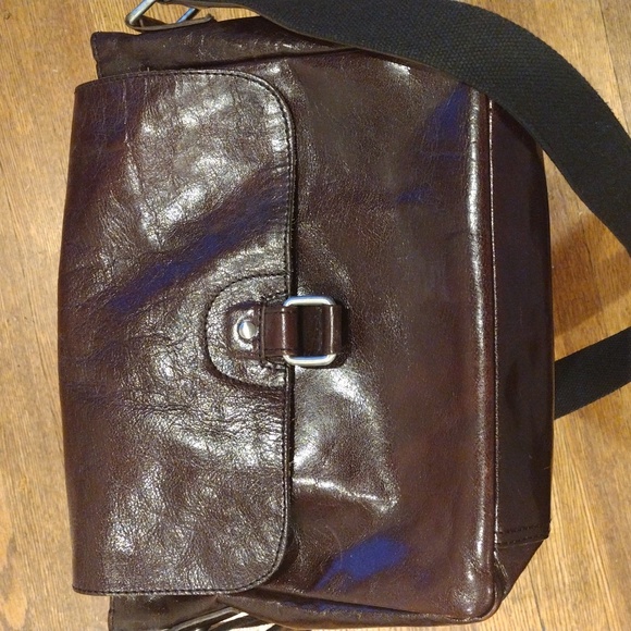 Vintage  Crossbody Messenger Bag Leather Chocolate Brown Purse - Jack George's - Picture 1 of 8
